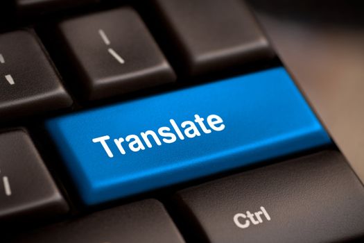 Translate Computer Key In Blue Showing Online Translator