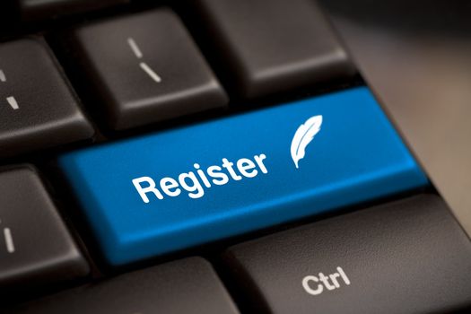 Closeup of register key in a modern keyboard.