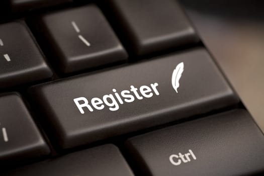 Closeup of register key in a modern keyboard.