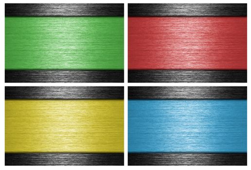 Colored, brushed metal banners. metallic background.