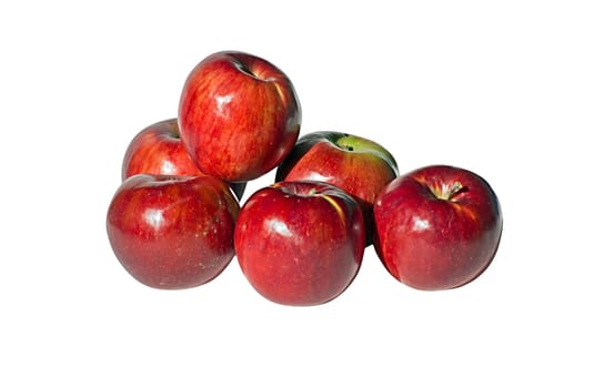 A bunch of shiny red apples isolated on white