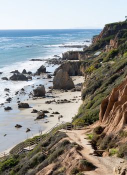 Pathway and steps leading down to El Matador State Beach Malibu California