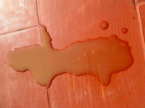 spilled liquid on a hard floor
