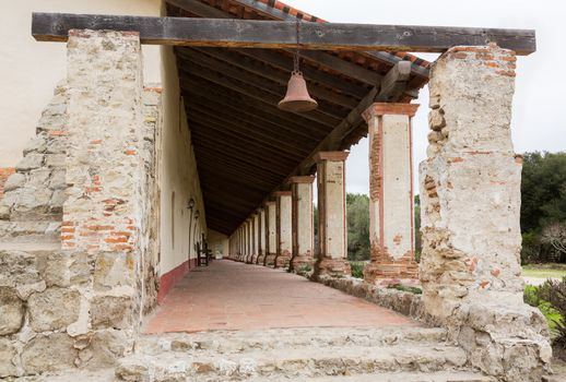 Long walkway at Mission La Purisima Conception in California State Park in Lompoc