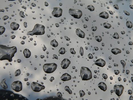 rain drops on metal surface