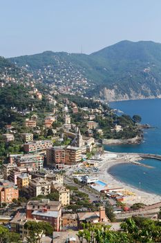 aerial view of Recco, small town in Liguria, Italy