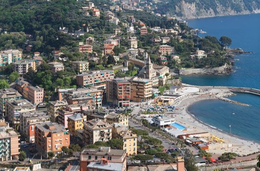 aerial view of Recco, small town in Liguria, Italy
