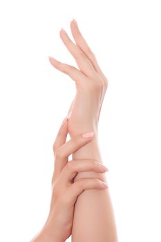 care for beautiful woman hands isolated
