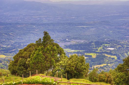 View of the central valley from an observation area on the Poas Volcano in Costa Rica. 