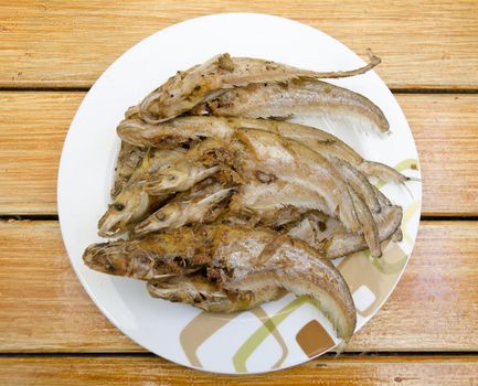 Fried fishes on dish, delicious thai food