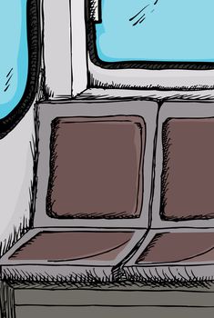 Public transit bus or train empty seats detail illustration 
