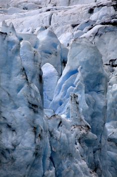 Portage Glacier Close Up Anchorage Alaska.  The blue is from the glacier ice.
