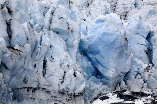 Blue Icy Portage Glacier with Crevaces Anchorage Alaska  The blue ice means it is a glacier.
