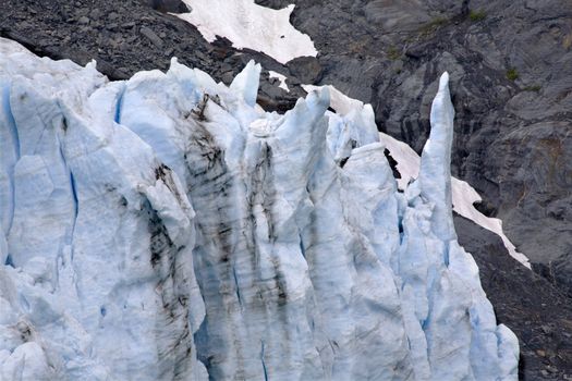Icy blue Portage Glacier spike Crystal with Rock, Anchorage, Alaska

