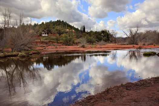 Oak Creek Downstream Fair Weather Reflection  Sedona Arizona