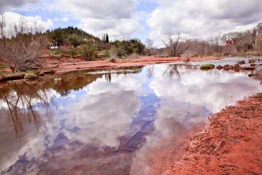 Oak Creek Downstream Fair Weather Reflection  Sedona Arizona