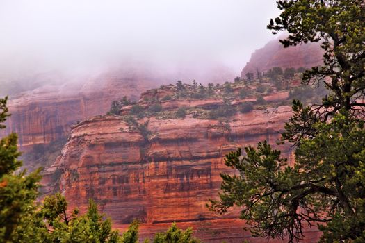 Boynton Red Rock Canyon Rain Clouds Green Trees Sedona Arizona