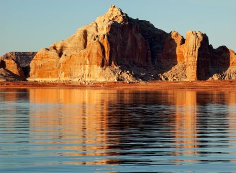 Castle Rock Reflection Wahweap Bay Lake Powell Glen Canyon Recreation Area Arizona