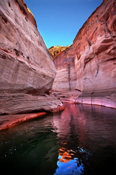 Pink Antelope Slot Canyon Water Reflection Glen Canyon Recreation Area Lake Powell Arizona