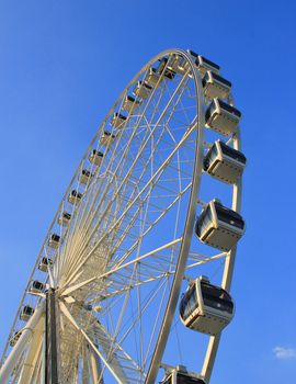 Ferris wheel with clear blue sky