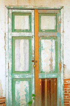 old door with brick wall