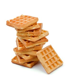 Stack of Delicious Belgian Waffle isolated on white background