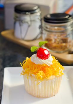 gold egg yolks thread cake, thai dessert 
