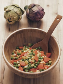 close up of a bowl of mixed vegetable salad