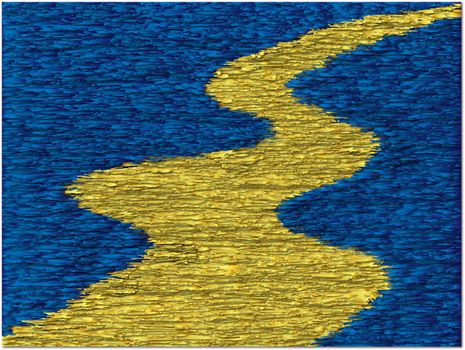 Horizontal texture golden route on a blue background