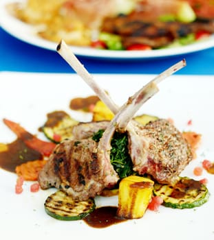 Lamb steak, Italian cuisne concept