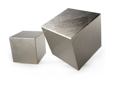 Metal cubes on white background