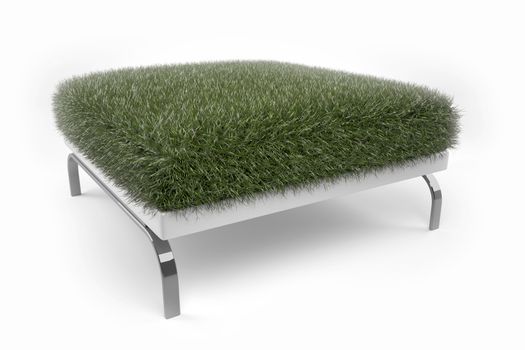 Grass grown on a padded stool