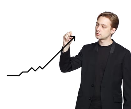 Man drawing a graph with black marker (growth)