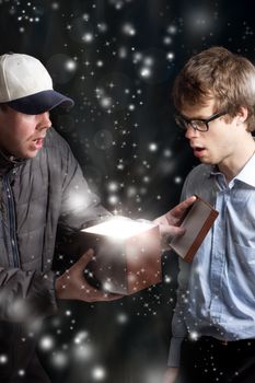 Two Man Opening a Magic Gift Box