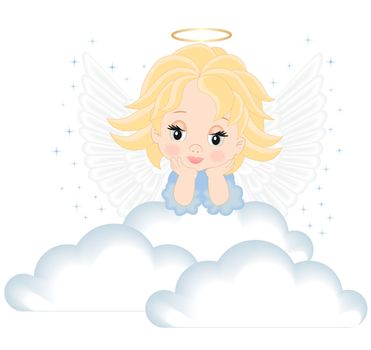 angel in white clouds isolated on white background