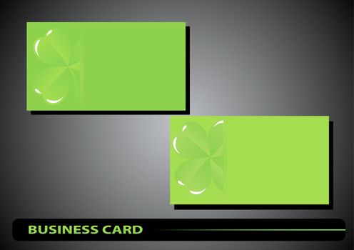 business card St. Patrick's Day clover on a green background