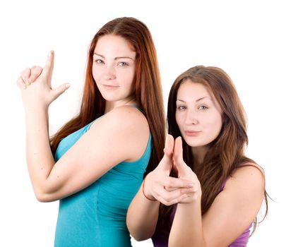 girls in runoff hands in a gun
