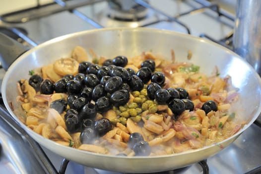 The preparation of the sauce for a freanch appetizer