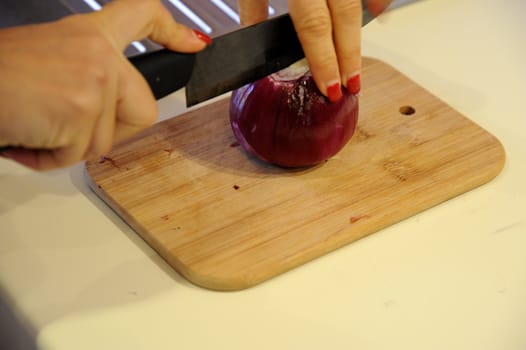 The preparation of the sauce for a freanch appetizer