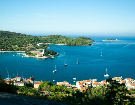 A scenic bay of Vis island in Croatia