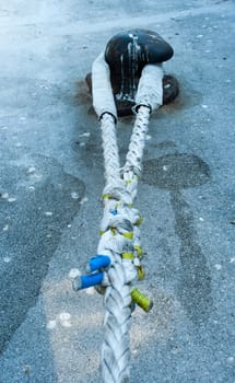 steel bollard with strong ship rope