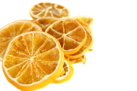 dried orange slice on isolated white background