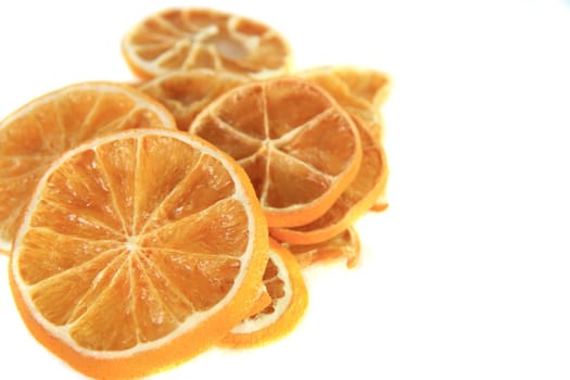 dried orange slice on isolated white background