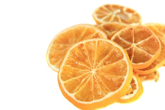 dried orange slice on isolated white background