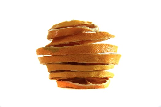 dried orange slice on isolated white background