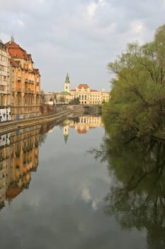 The view of Oradea with the river Cri�ul Repede