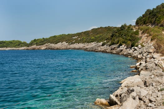 scenic rocky beach in Croatia, Vis Island