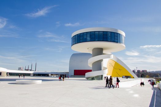 View of Niemeyer Center building, in Aviles, Spain, on December 09, 2012. The cultural center was designed by Brazilian architect Oscar Niemeyer, and was his only work in Spain