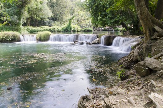 Deep forest Waterfall(Jed Sao Noi waterfall) in Saraburi, Thailand 