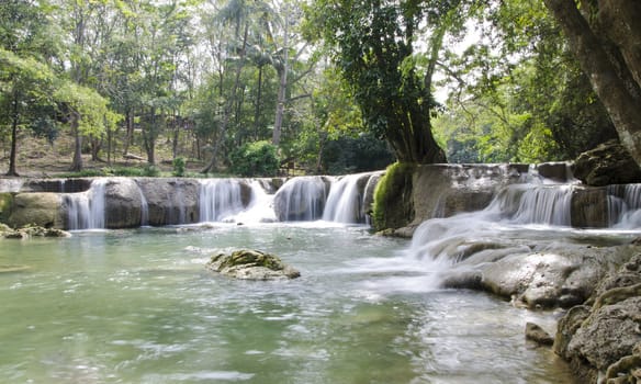 Waterfall named "Jed Sao Noi waterfall", Saraburi Province, Thailand.